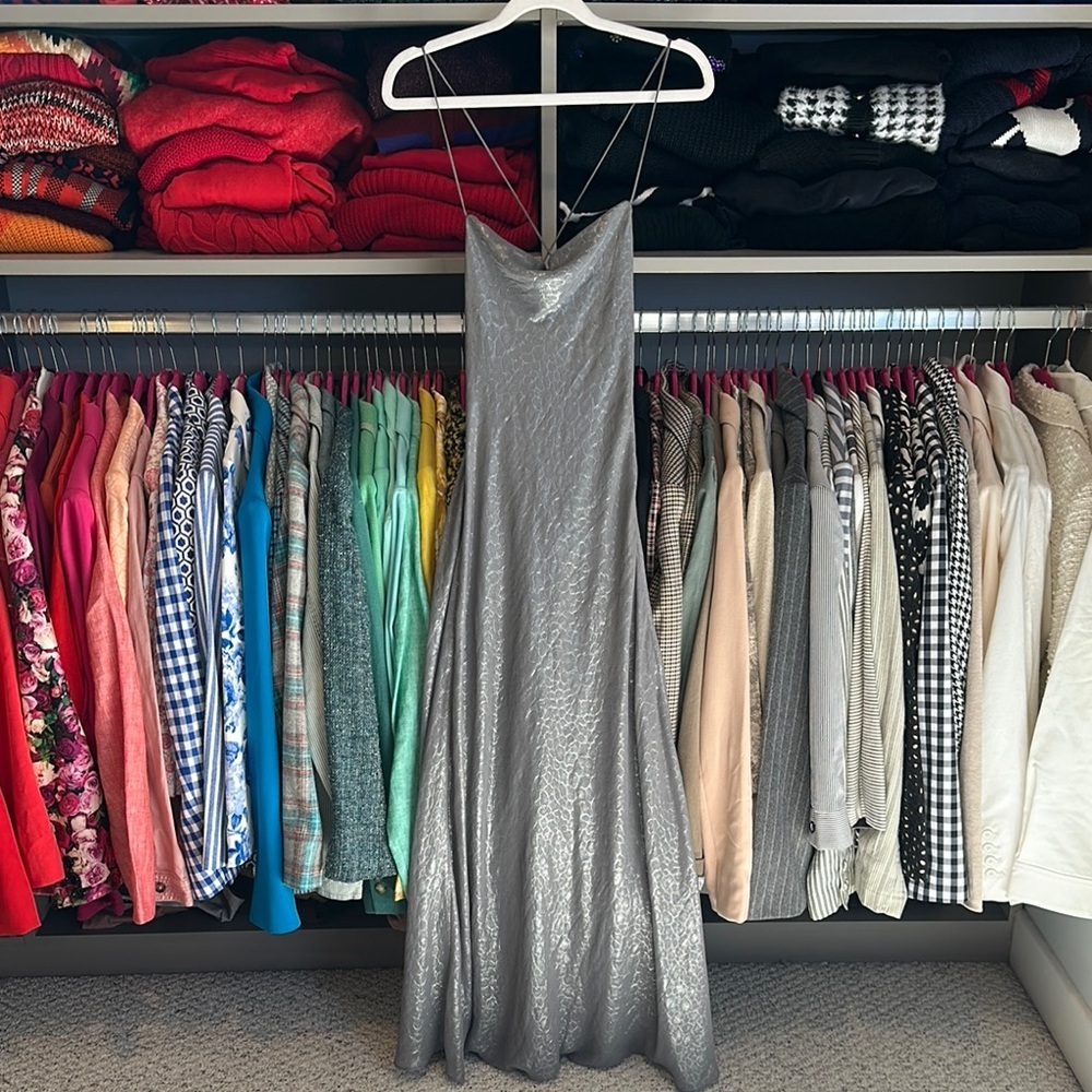 Silence + Noise silver cross cross back maxi dress size S